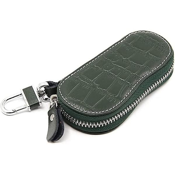 Bilnyckel Fodral Kompakt Läder Plånbok Retro Äkta Läder Handgjord Nyckelfodral Kortfodral Mörkgrön