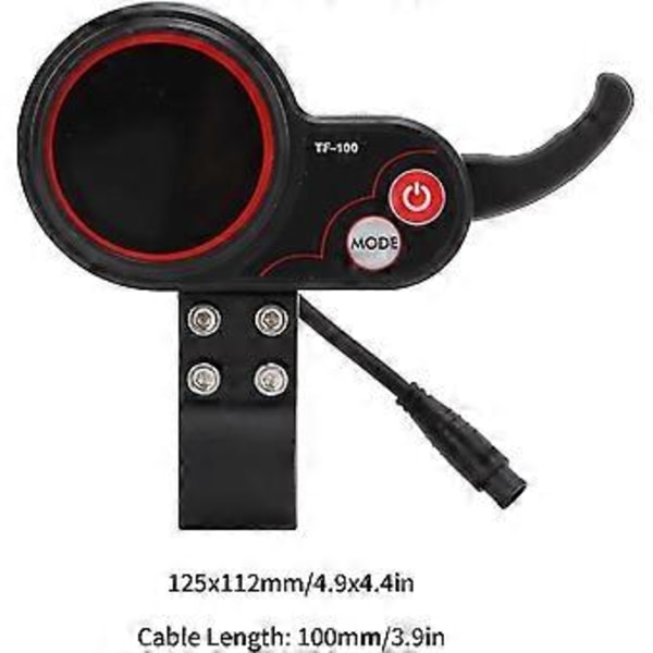 E-scooter Dashboard 6 Pin Plugg Vanntett, tf-100 Display, elektrisk Scooter Instrument Display Panel For M4 Scooter Reservedeler Og Skateboard Tilbehør