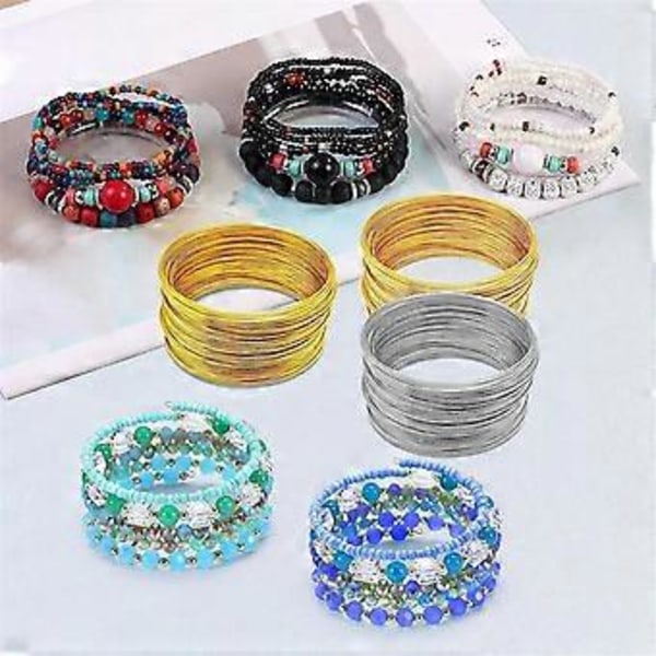 Memory Beading Wire Smykketråd Stål Memory Wire Beading Wire for Smykkefremstilling Armbånd 1200 Løkker 4 Farger