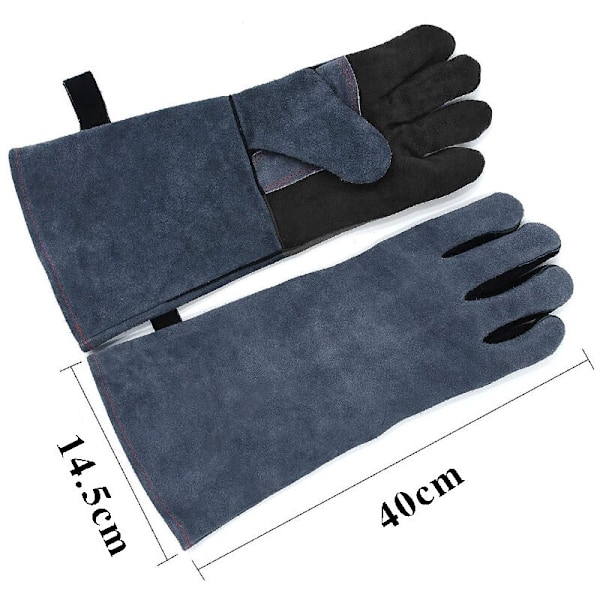 Varme- og brannsikre lærhansker med Kevlar-søm - Perfekt for peis, ovn, komfyrtopp, grill, sveising, MIG, grytekluter - Grytekluter