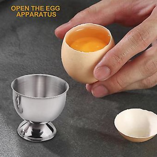 Eggkopper i rustfritt stål, sett for harde og bløtkokte egg med 6 eggeglassholdere og 6 eggeskjeer, nyt Eg