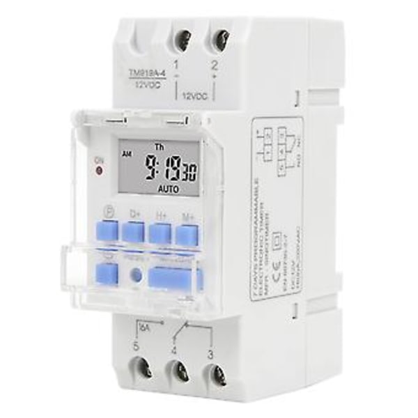 Viikoittainen ajastinkytkin 12V DC 16A LCD-näytöllä ja lähtölaskentatoiminnolla, irrotettava paristo