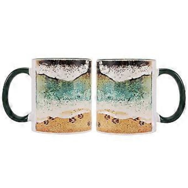 2 stk. Ocean Shoreline Krus, Ocean Shoreline Krus, Keramiske Krus, Mønsterprintet Keramisk Kaffe Te Kop, Ocean Keramisk Kop
