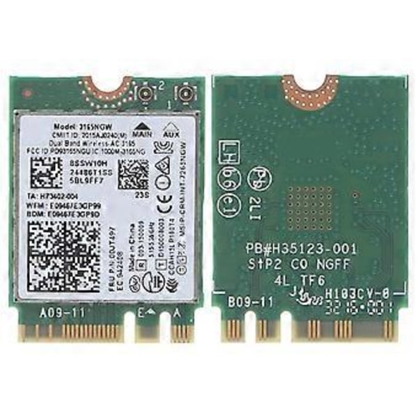 For Wireless-AC 3165 3165NGW Dual Band Wi-Fi NGFF for M.2 Grensesnitt Bluetooth-kompatibelt 4.0 WiFi-kort for Thinkpads
