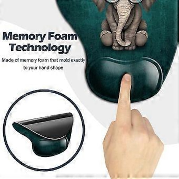 Ergonomisk musmatta med handledsstöd - Halkfri gummibas, söt design