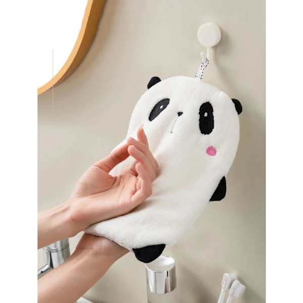 Cartoon Animal Hand Towels Panda Koala Child Terry Towels Home Absorbent Dishcloth Kitchen Bathroom Cloth with Hanging Loops Panda