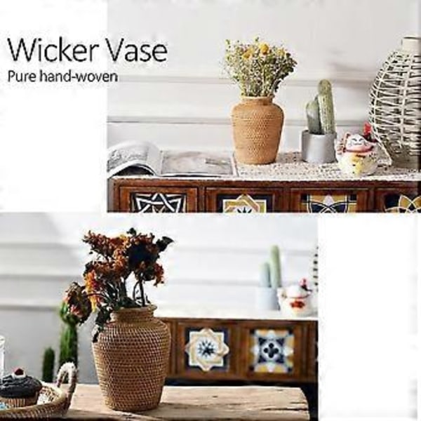 Flettet Kurv Rattan Hængende Urtepotte Urtepotte Blomsterkurv Opbevaringskurv Flettet Vase Rustik Vævet Blomsterkurv Potte