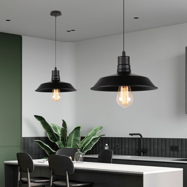 Retro Loft Pendel Metal Hængende Lampeskærm til Restaurant Køkken Cafe Loft 2 Stk