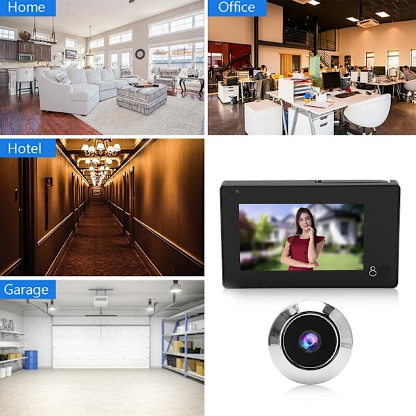 Digital dørkikkert, 45 graders vidvinkel videodørklokke energisparing for leilighet, hotell, hjem