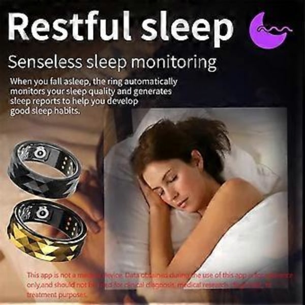 R12M Smart Ring Mænd Kvinder Puls og Multi-Sportstilstand Fitness Ring IP68 Søvnmonitor Smart Ring 20 19,8 mm Guld