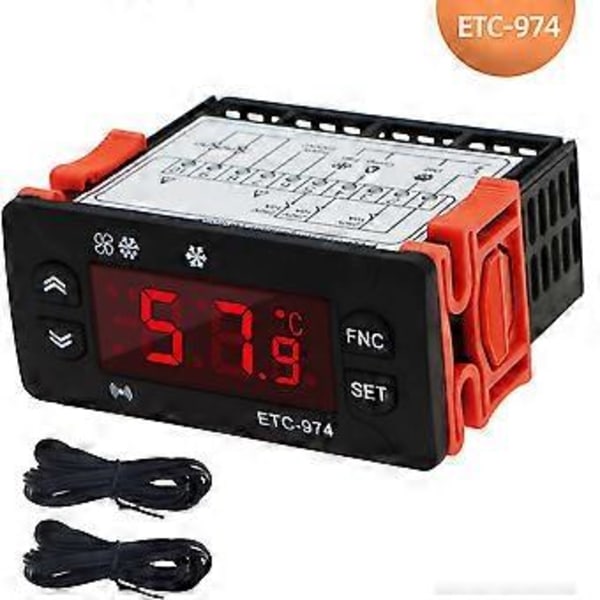 ETC-974 Digital Temperaturregulator Mikrocomputer Termostater Termostat Kølealarm 220V Sensor