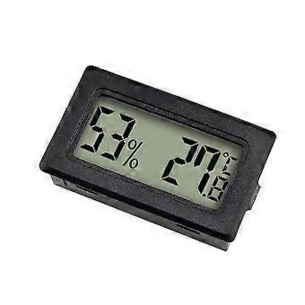 Digitalt Termometer Hygrometer, Mini Rumtemperaturmåler Indendørs Fugtighedsmåler Til Drivhuse Biler Hjemmekontor (2 stk, Sort)