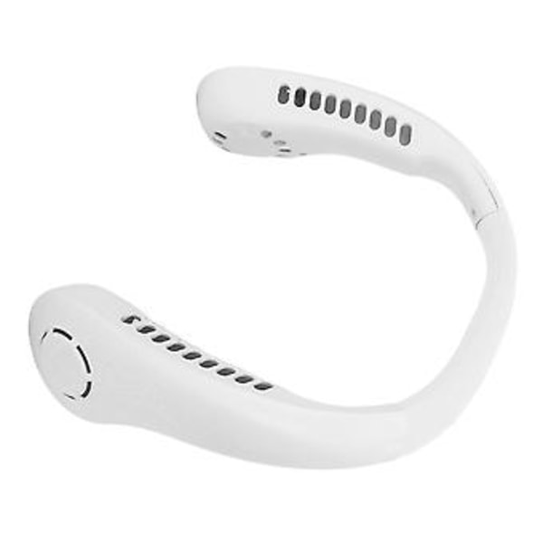 Bärbar Halsfläkt 3 Hastigheter Justerbar Lågt Ljud Uppladdningsbar Hands Free Bladlös Fläkt för Kvinnor och Män Vit