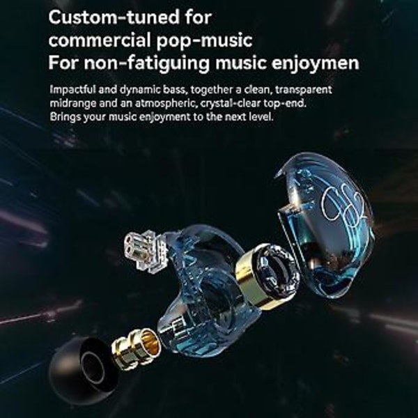 CS2 High Fidelity Kablede Hovedtelefoner In-ear 1dd Dynamisk Hifi Subwoofer Ørepropper Løb Støjreducerende Hovedtelefoner Sort