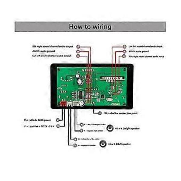 2x40w Forsterker Bluetooth Mp3 Spiller Wav Dekoderkort Dekoder Bluetooth Modul