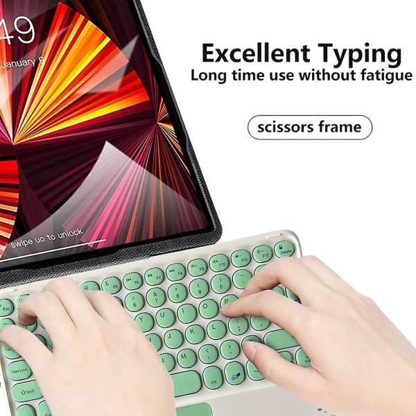 10-tommers Bluetooth-tastatur Touch, ultratynn trådløst Bluetooth-tastatur med pekeplate, innebygd oppladbart