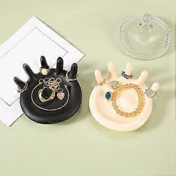 Sjov ringholder i resin, smykketallerken, bordopbevaringspynt, kort fem-finger ringholder, dekorativt smykke fad, C