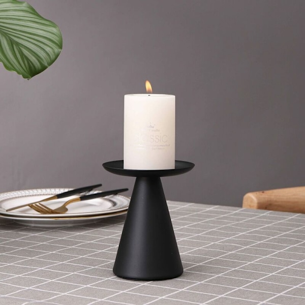 Svart Ljusstake Set om 3 Ljusstakar för Pelarljus Pelarljusstake Centerpiece för Bordsdekoration