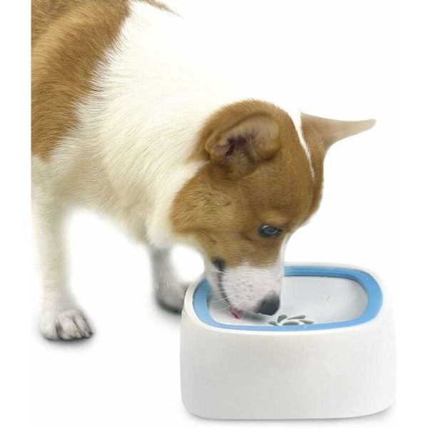 Vandskål til kæledyr, bærbar anti-spild skål til hunde, 1L køretøjsbåret vandskål Opdriftsvandskål til hundekatte (blå, 1L)