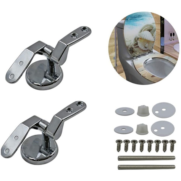 Lid Fixing Hardware, Toilet Lid Hinges with Screw Accessories (Silver)