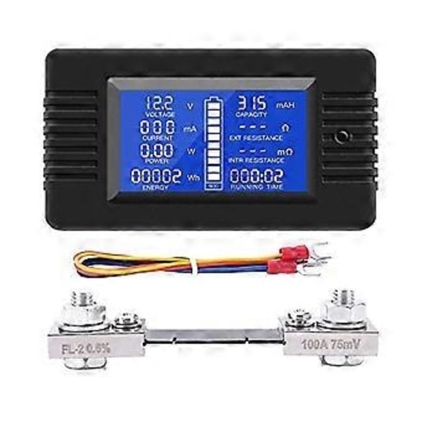 DC Batteri Monitor Strømmåler Amperemeter Digital DC 0-200V Shunt 100A Multimeter, Meter Voltmeter Cap