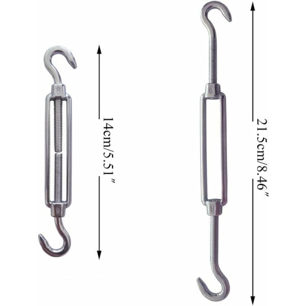 8 stk. skygge sejl fastgørelsessæt skygge sejl monteringssæt rustfrit stål tilbehør hængekøje krog fjederkroge wire strammer til skygge sejl Trian