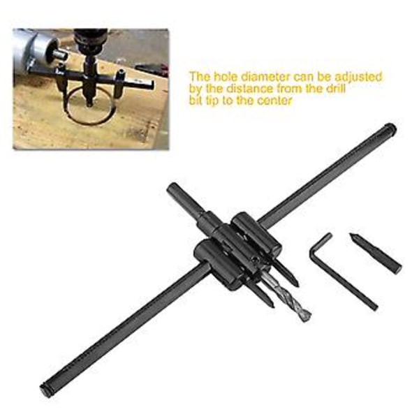 Justerbar Cirkel Hålsåg Borr Set 30-300mm, Svart, DIY Träbearbetningsverktyg, Mångsidig & Exakt Skärare för Trä & Gipsskivor