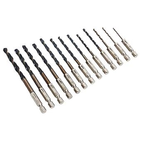 13 st Borr 1/4 tum Hex Skaft 1,5‑6,5 mm Snabbt Byte för Trä Plast Metall