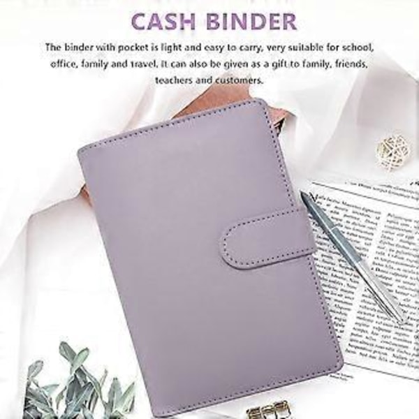 A6 PU Læder Budget Binder, med 8 A6 Binder Lommer, 12, 6 Ring Binder Budget Kuvert System, Med Etiket Klistermærker D