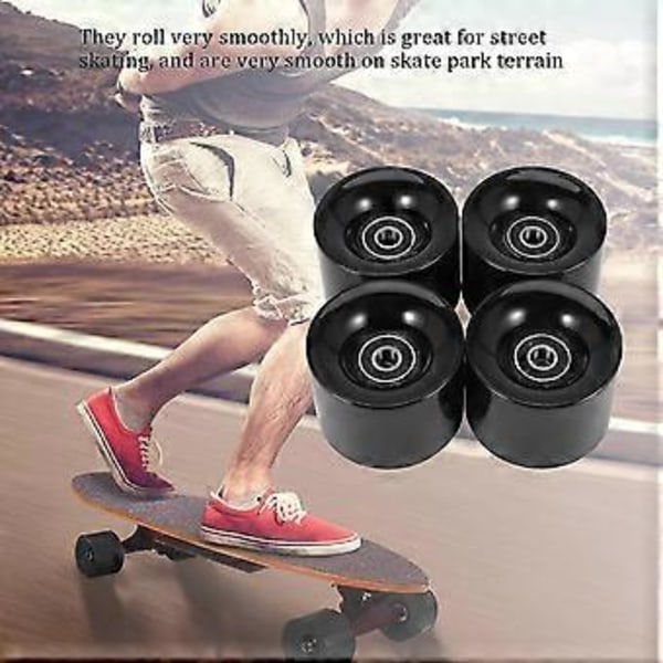 Pakke med 4 60mm skateboardhjul + Abec-9 kuglelejer i stål og afstandsstykker Cruiserhjul