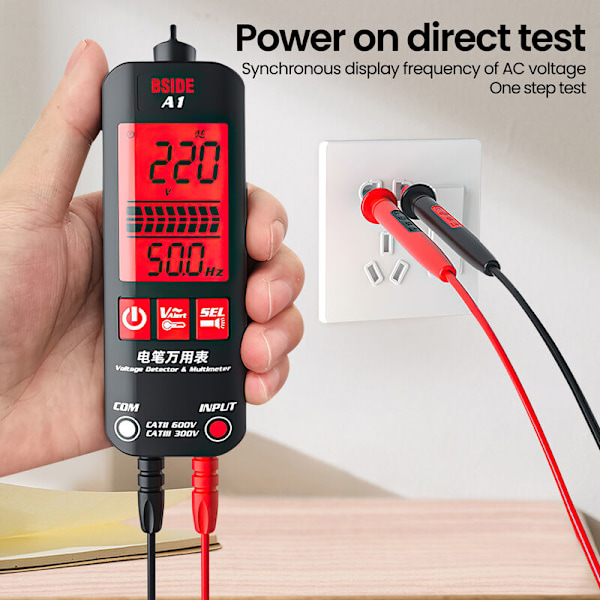 A1 Intelligent Digital Multimeter Helt Automatisk Anti-brännskada LCD-bakgrundsbelysning Live Wire Tester Ohm NCV Hz