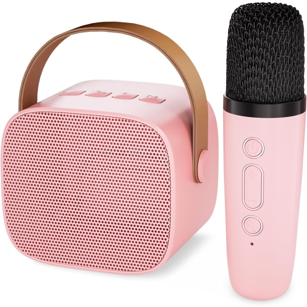 Mini karaokemaskin för barn och vuxna, bärbar bluetooth högtalare pink
