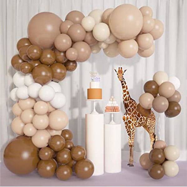 Brune ballonger Garland Arch Kit, For Baby Shower Bryllup Jungle Safari Wild Bursdagsfest Dekor"