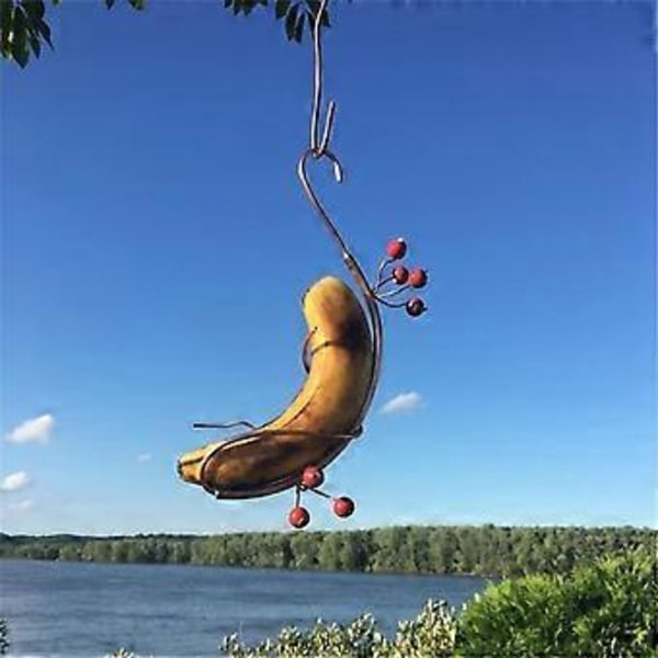 Banana Hammock Sommerfuglefoder Jern Vægophæng Dekoration Hængbar Fugle Bananstativ Foder Yard Have