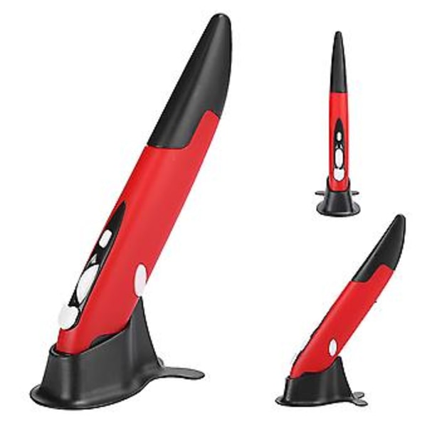 USB Dator Stylus PC Delar Trådlös 2.4G Mus Penna Typ Personlig Innovativ Vertikal (Röd PR-03)