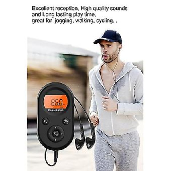 Mini FM/AM Radio Kannettava Tasku 76-108mhz Ladattava Radiovastaanotin LCD-näytöllä Takana L