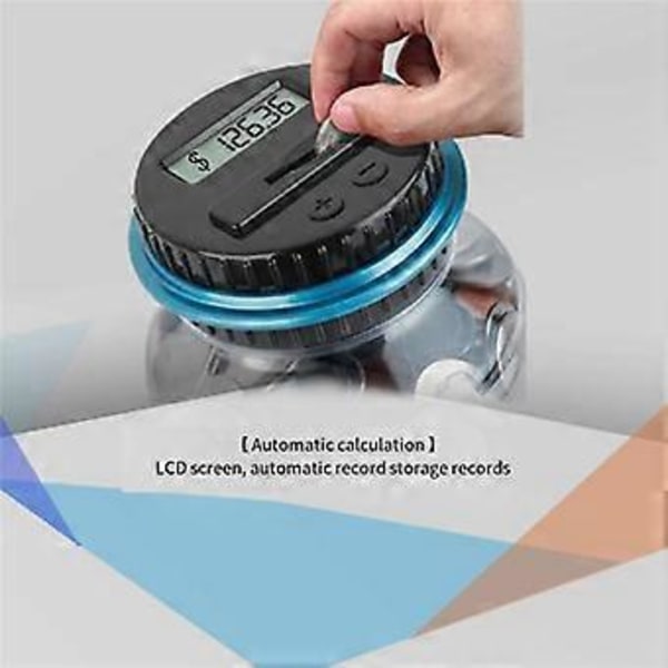 1 stk. sparegris pengekasse krukke 1,8L tæller elektronisk digital LCD tælle mynt pengekasse mønt opbevaringsboks krukke, B