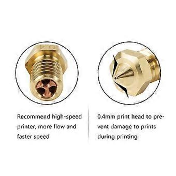 Clone-CHT Dyser 0.4mm V6 3D Printer Del Messing Dyser til 1.75mm Filament Messing Dobbelt Flow Rate