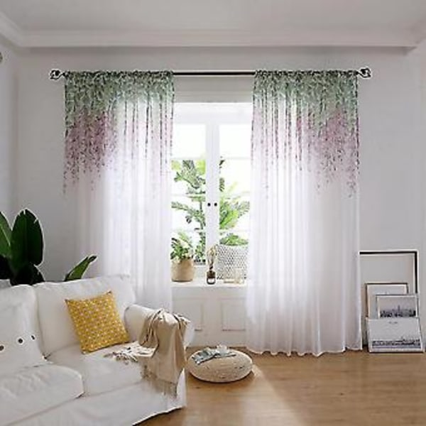 Polyester Fönsterkappa Voile Sovrum Vardagsrum Dekor (Lila)
