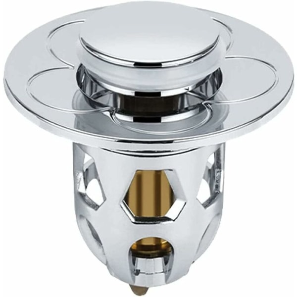 Universal håndvask vandhane lækagestopper, rustfrit stål vask afløb prop stopper, messing indre kerne vask afløb filter, hoppende kerne P