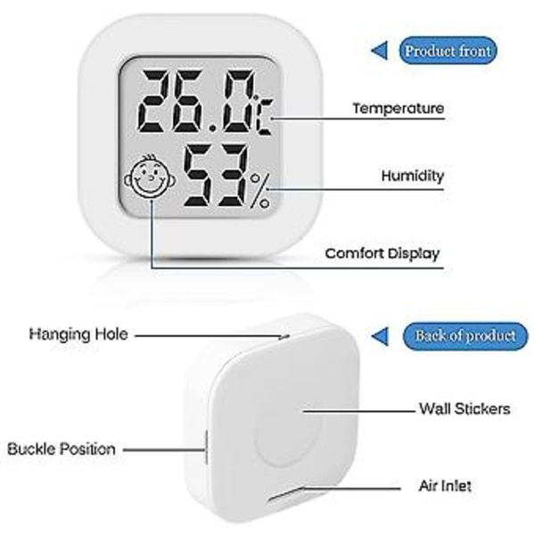 Hygrometer Termometer för Inomhusbruk, 3st Mini LCD Hög Noggrannhet Digital Hygrometer Termometer, Inomhus Utomhus Väggmonterad Hemtermometer För Hem, Kontor