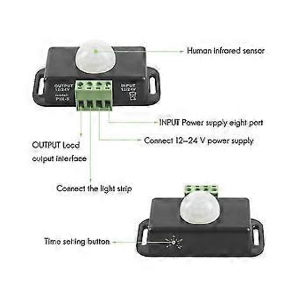 5st DC 12 24v 8a Automatisk Justerbar Pir Rörelsesensorswitch Ir Infraröd Detektor Ljusströmbrytare M