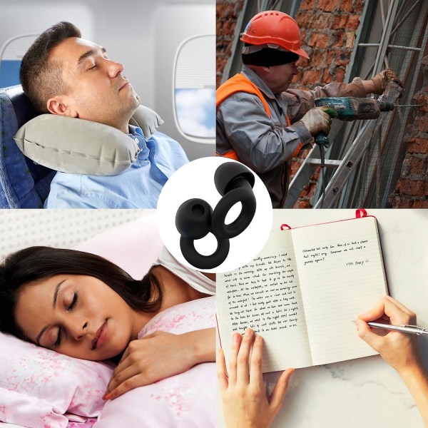 Ørepropper for søvn, 6 øreplugger i /s/m/l, støydempende hørselsvern gjenbrukbare for søvn, flyreiser, arbeid, studier, musikk, silikon