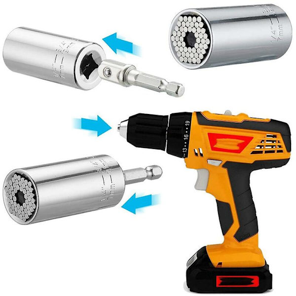 Universell momentnyckel magisk skiftnyckelgrepp multifunktionell universell spärrhylsa 7-19mm borrchuckadapter handverktyg Ett set