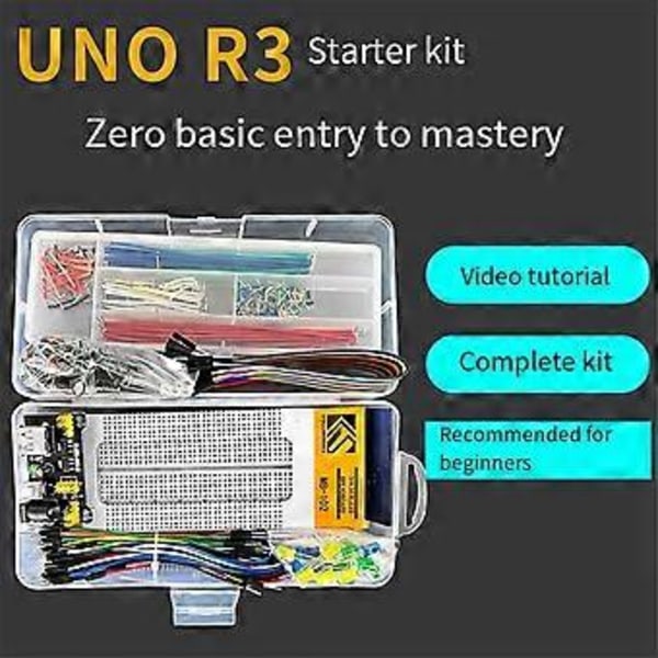 Kit för R3 DIY-projekt för R3 Elektronisk DIY-kit Elektronisk komponentsats med låda 830 Kopplingsdäck