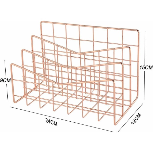 Brevbakke Papirbakke Rosaguld Skrivebordsarrangør 3 Rum Organiser System Håndlavet Dokumentbakke Metal Dekorative Opbevaringsrum