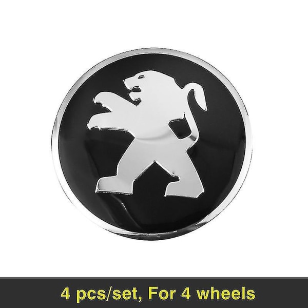 4st bilhjulsnav cap metallemblem klistermärken för Peugeot 206 307 308 3008 207 208 407 508 2008 5008 107 106 205 4008 301, för Peugeot