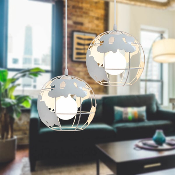 Moderne loft pendel lampe globe kort bur lampe hvid jern hængelampe