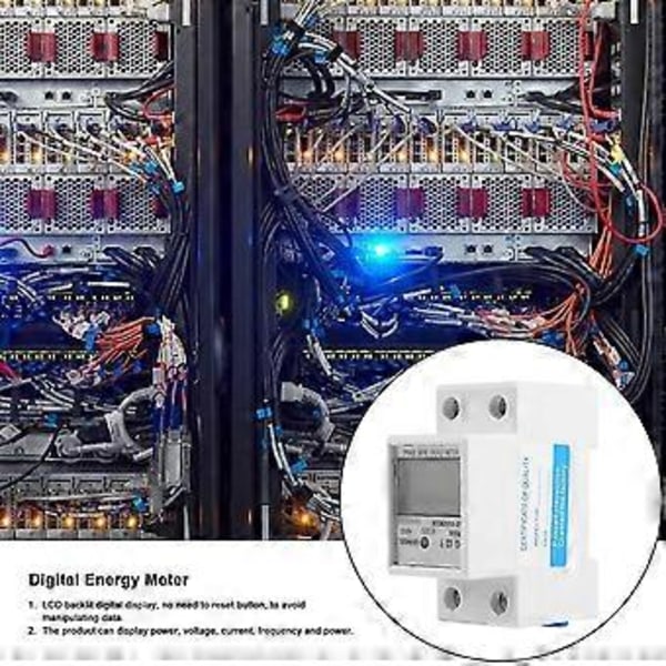 Din-skena Kwh-mätare 1-fas 2-tråds Lcd Digital Display Strömförbrukning Energi Elektrisk Kwh-räknare Ac110v-230v 50/60hz h