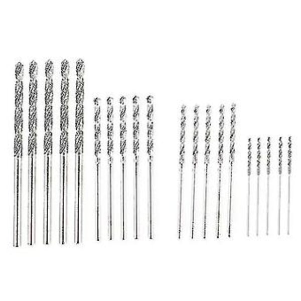 Diamantbor Sett 20 Deler 4 Størrelser 1mm 1.5mm 2mm 2.5mm Twist Tip Smykker Strand Sjøglass Skjell
